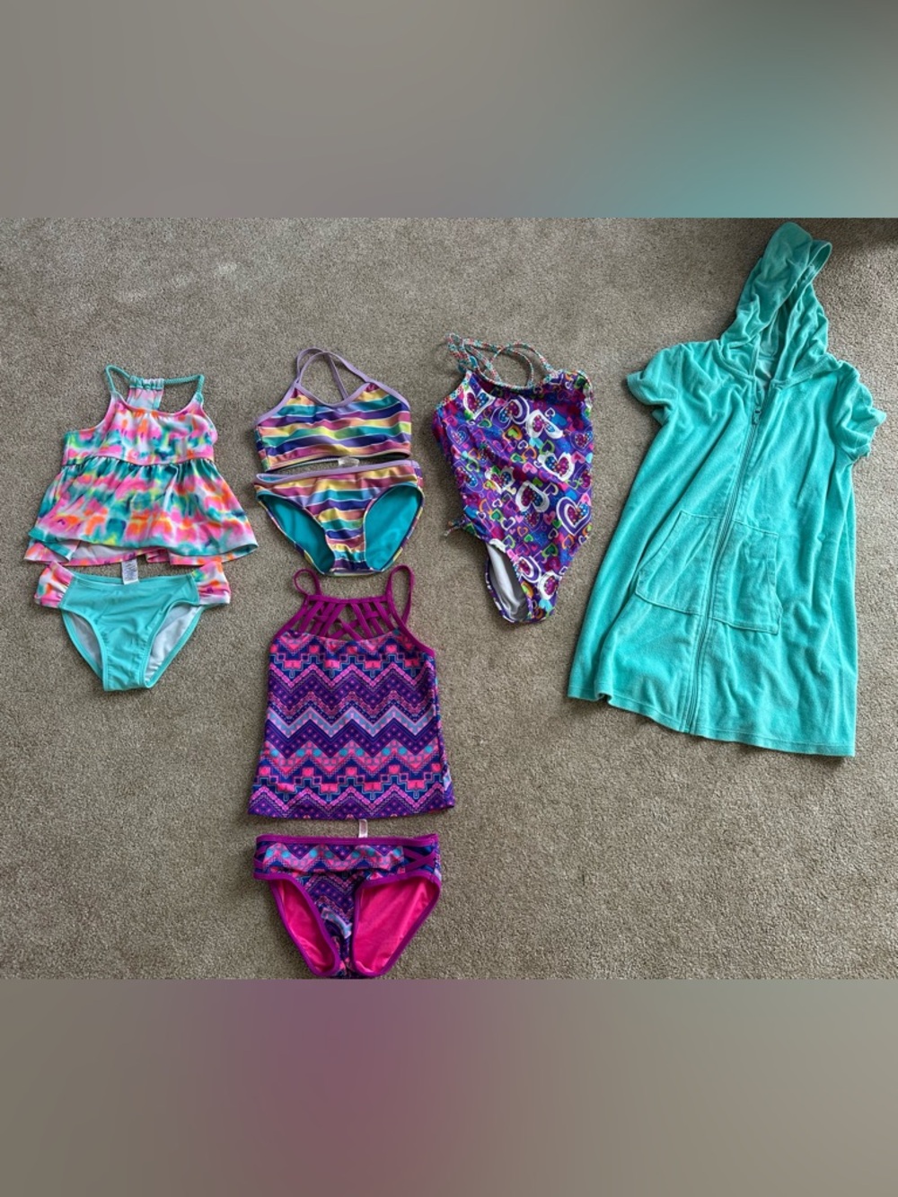 Girls Mixed Swim Set in Bright Purple & Teal